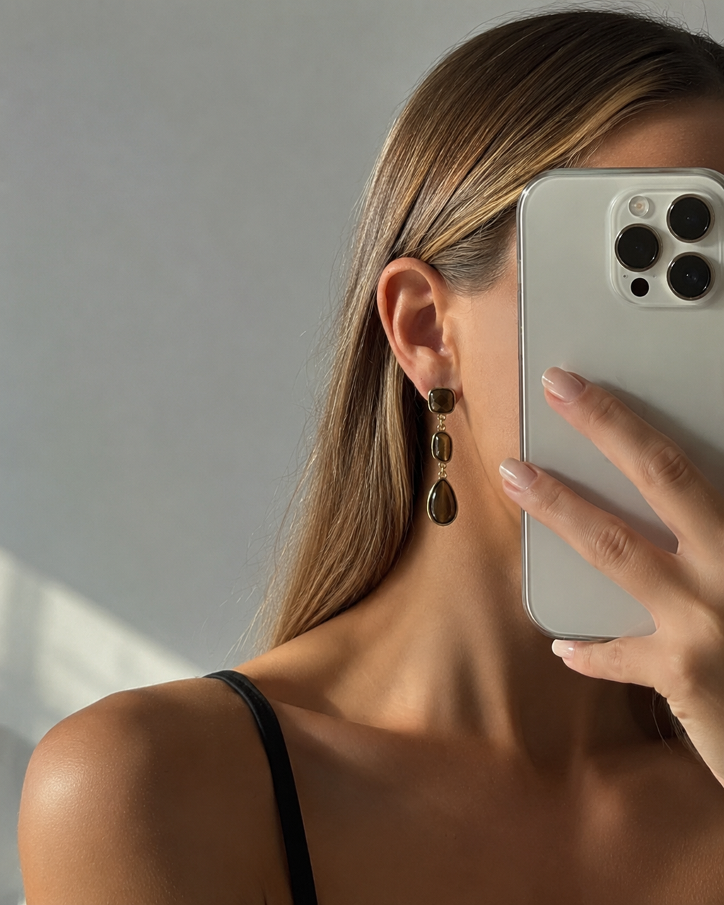 Golden Stone Drop Earrings