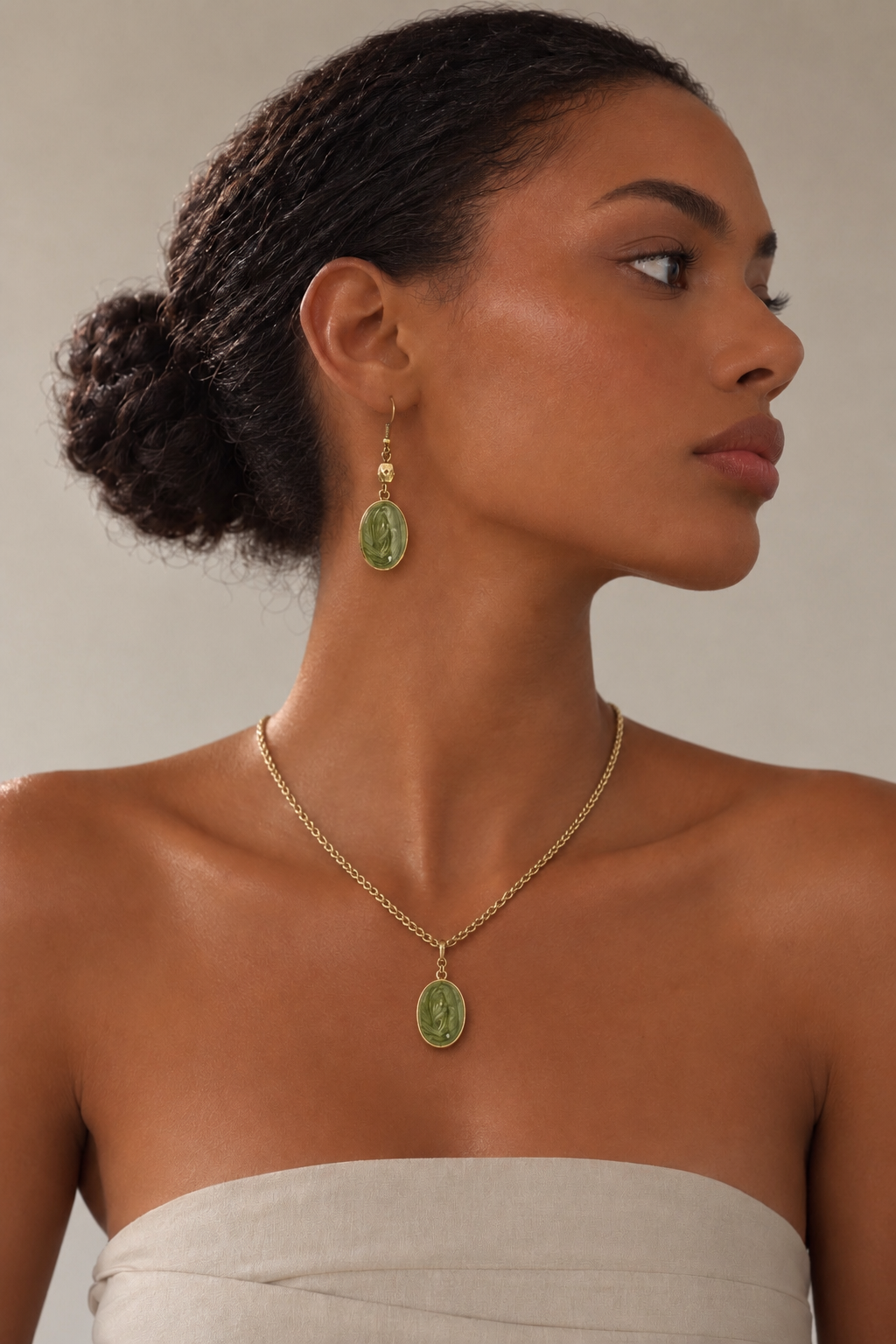 Olive Marble Earrings