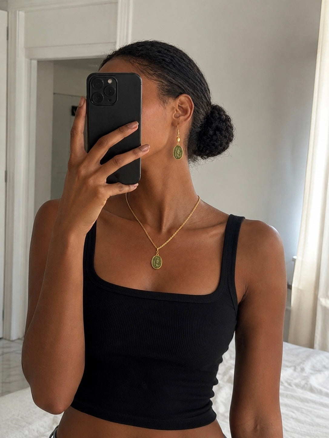 Olive Marble Earrings